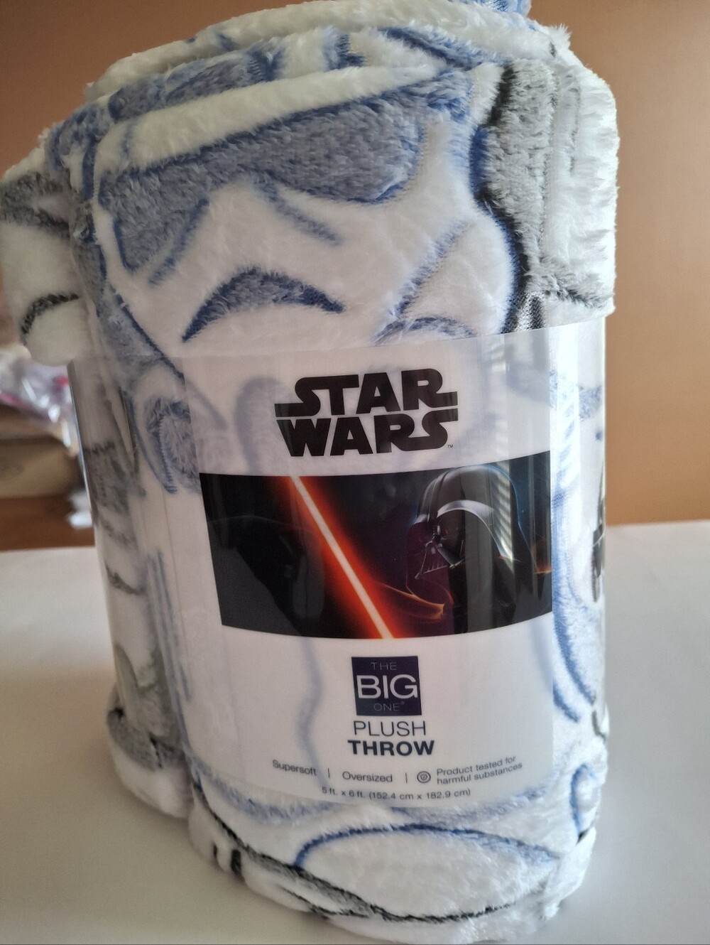 Star Wars Storm Trooper White, Light Blue, Gray Throw 5x6